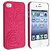 Snap-on Case Compatible with Apple iPhone 4 / 4S, Hot Pink 3D Rose Sculpture