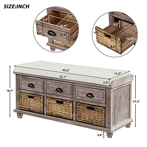 Knowlife Storage Bench Entryway Bench No Assembly Required Shoe Bench with Removable Cushion, 3