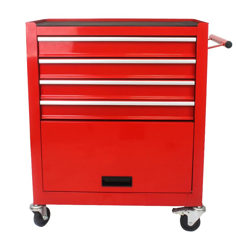Photo 1 of BouPower Rolling Tool Chest, 4-Drawer Rolling Tool Box with Interlock System and Wheels for Garage, Warehouse, Workshop, Repair Shop red