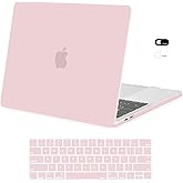 MOSISO Compatible with MacBook Pro 13 inch Case M2 2026, 2025, 2024-2016 A2338 M1 A2251 A2289 A2159 A1989 A1708 A1706, Plastic Hard Case&Keyboard Skin&Webcam Cover for MacBook Pro 13.3, Rose Quartz