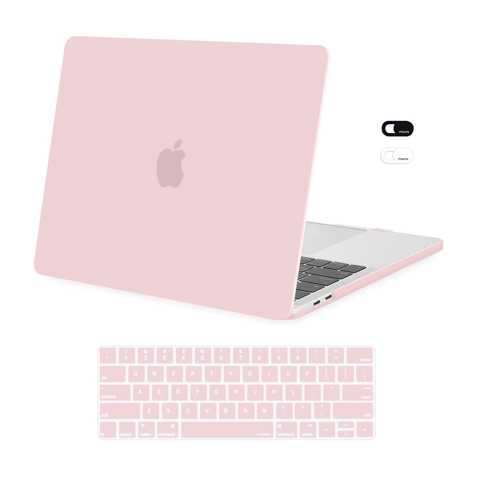 MOSISO Compatible with MacBook Pro 13 inch Case M2 2025, 2024, 2023-2016 A2338 M1 A2251 A2289 A2159 A1989 A1708 A1706, Plastic Hard Case&Keyboard Skin&Webcam Cover for MacBook Pro 13.3, Rose Quartz