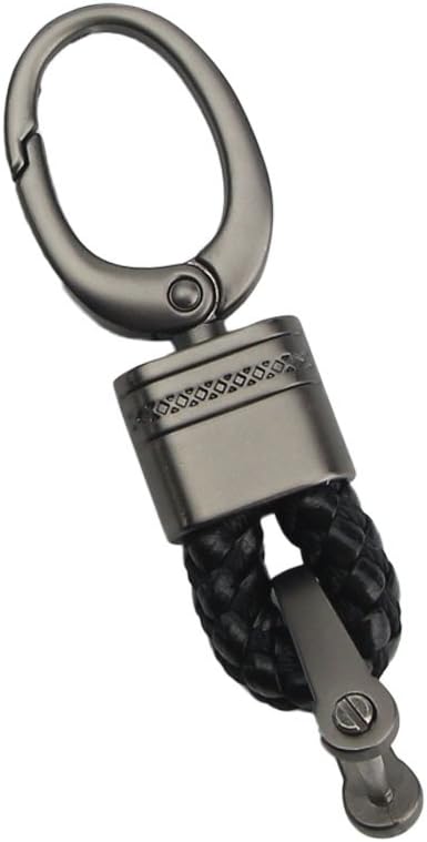 Qiaoxi Car Key Acorn Woven Leather of Metal Short Key Chain Ring Grip Strap