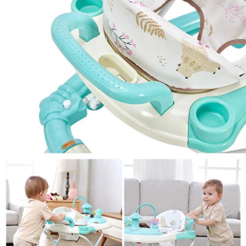 2 in 1 Walk & Rock Baby Walker Rocker and Entertainer,6-18months Baby Walker，Multi-Function Child Anti-Rollover Folding Baby Walker, Multi-Function Stroller, Adjustable Height (Color : Blue) - Thumbnail 5
