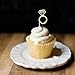 Bidlsbs Wedding Bridal Shower Cupcakes Toppers Glitter Mini Diamond Ring Cupcake Picks Gold Birthday Party Supplies,Set of 10