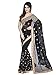 Shonaya Women's Embroidered Georgette Black Designer Saree With Unstitched Blouse Piece
