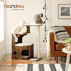 FEANDREA 33.9-Inch Cat Tower, Medium Cat Tree with