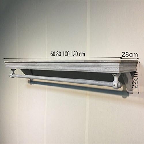 HTDZDX Wall-Mounted Coat Rack, Retro Hook Wall Shelf Solid Wood Corridor Clothes Rack (Color : White, Size : 120cm)