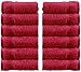 White Classic Luxury Cotton Washcloths - Large Hotel Spa Bathroom Face Towel | 12 Pack | Christmas Red