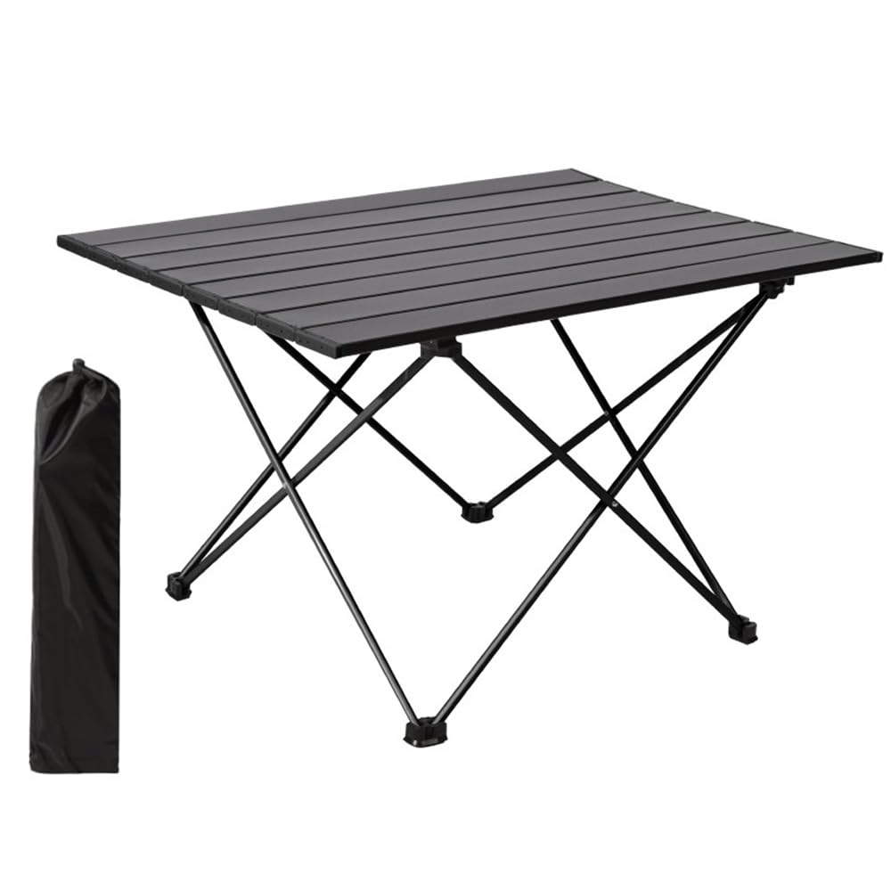 Portable Camping Table, Roll Top Aluminum Folding Lightweight Camping Table with Carry Bag for Picnic, Beach, Fishing, BBQ, Hiking, Fishing (Size S)