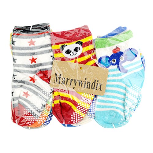 12 Pairs Anti-slip Socks Toddler Socks, Marrywindix Assorted Kids Socks Size Ages 2-3 Years Animal Print Boys Girls Socks Random Color