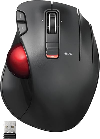 ELECOM EX-G Trackball Mouse 2.4GHz Wireless Ergonomic 6 Buttons DPI 750/1500