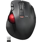 ELECOM EX-G Trackball Mouse, 2.4GHz USB Wireless, Ergonomic Design, Thumb Control, Smooth Precise Tracking Roller Ball, 6 Programmable Buttons, Tilt Scroll, Computer Mice for Laptop PC, Windows & Mac