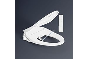 Rivix Electric Bidet Toilet Seat Adjustable Warm Water & Dryer Slow Close Heated Toilet Seat Remote Control Smart Self Dual Cleaning Elongated LED Night Light R800