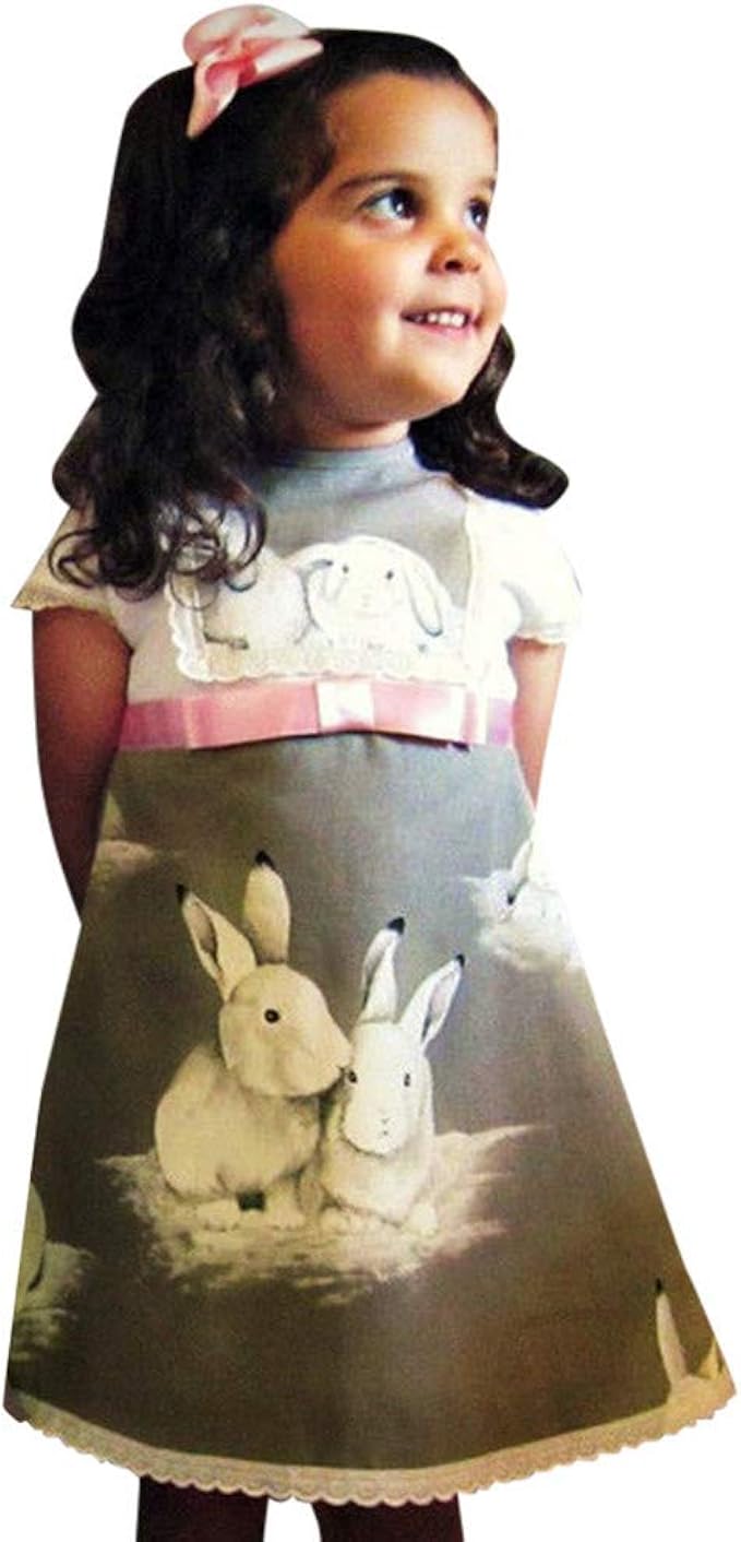 Ostern Madchen Prinzessin Kleid Hase Kaninchen Cartoon Easter Partykleid Ballkleid Party Kids Tragerkleid Kinder Girl Easter Bunny Drucken Kurzarm Swing T Shirt Kleider Rabbit Print Festlich Kleid Amazon De Bekleidung