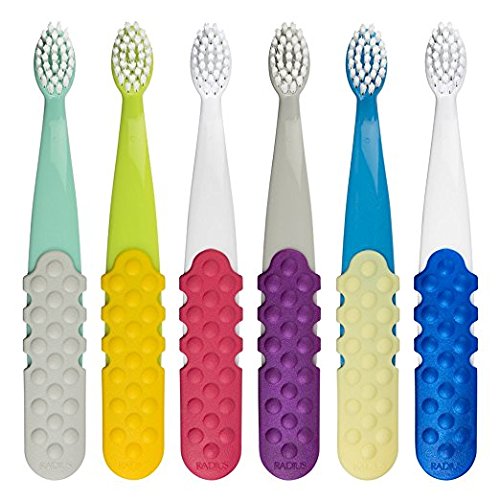 RADIUS - Totz Plus Toothbrush, Silky Soft, Designed for Mouths Transitioning from Baby to Adult Teeth, For 3 Years and Up (Pack of 6)