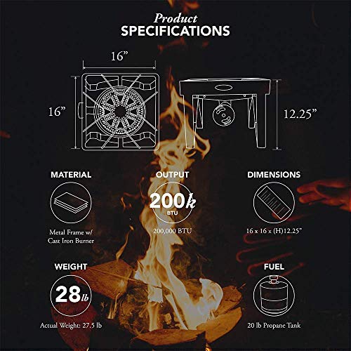 GasOne B5450+50480 Gas ONE Burner with Cover Propane Stove 200,000 BTU