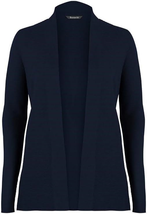 Bon Marche Navy Blue Fine Knit Edge to Edge Cardigan with Long Sleeves