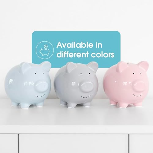 Sticker Bank Blue Baby Shower Gift Ceramic Blue Piggy Bank With Pink Sticker - Kids ...