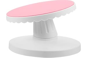 Beavorty 10-inch Revolving Cake Decorating Stand with Adjustable Tilt Pink Turntable for Baking and Pastry