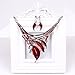 Qiyun (TM) Girl's Funky Hot Red Enamel Leaf Silver Chain Art Deco Necklace Earrings Set