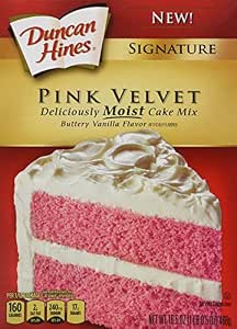 Duncan hines pink Velvet moist cake Mix, buttery vanilla (644209412402)