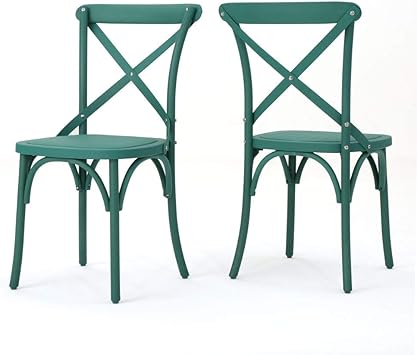 Amazon Com Shiff Farmhouse Classic Plastic Nylon Dining Chairs Set Of 2 In Magnolia Green Furniture Decor