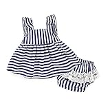 Baby Girls Striped Ruffle Sleeve Dress and Pants Nappy Cover Outfit (70(0-6M))