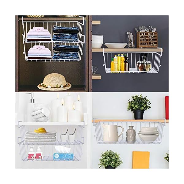 Under-Shelf-Storage-Basket-m-zimoon-Under-Cabinet-Hanging-Metal-Wire-Storage-Wire-Basket-Organizer-Fit-Dual-Hooks-for-Kitchen-Pantry-Desk-Bookshelf-Cupboard-2pcs-White Under Shelf Storage Basket, m zimoon Under Cabinet Hanging Metal Wire Storage Wire Basket Organizer Fit Dual Hooks for…