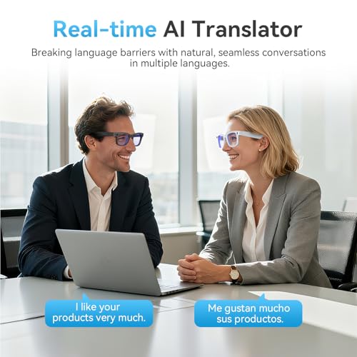 AI Smart Glasses with Camera and Bluetooth,8MP 2K Camera Glasses,AI Voice Control,Photo Recognition,Real-Time Translation,Smart Anti-Blue Light Glasses,IP67 Waterproof for Driving,Outdoor,+2 Lenses.