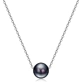 925 Sterling Silver Black Pearl Necklace Choker Jewelry Birthday Gifts for Women