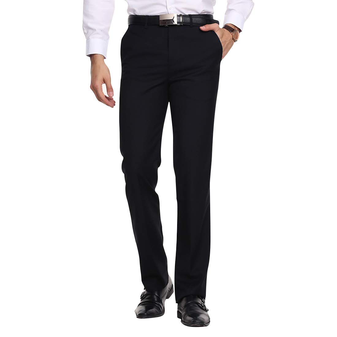 GWELL Herren B/&uuml;gelfrei Anzughose Elastische Straight Business Hosen Slim Fit