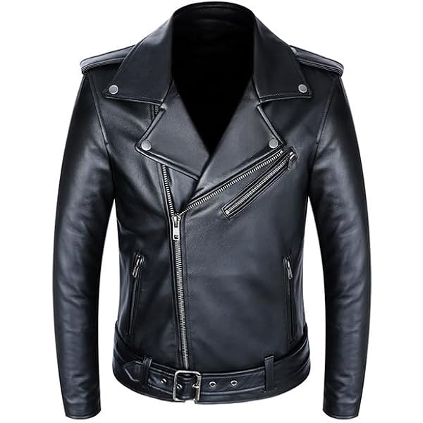 ZAPRIS Motorcycle Leather Jacket With Belt Motorbike Biker Classic