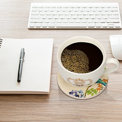 LogHog Ceramic Coaster Set of 4, Glasses Cup Holder Coffee Mug Place Mats Absorbent Stone Coasters for Drinks(Beautiful Songbirds)