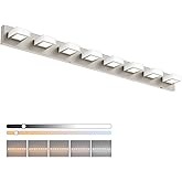 Ralbay 52inch Brushed Nickel Vanity Lights 8 Lights Dimmable 5 Color Temperature Acrylic Modern LED Bathroom Vanity Lighting 