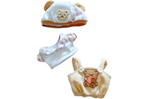 CALEMBOU 20cm Plush Doll Clothes for Stuffed Animals, Cute Anime Plush Figure Cotton Doll Clothes 3Pcs Suit, Girl Dolls Garme