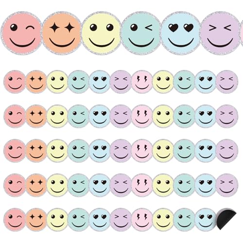 Qeeenar 24 Pcs Smile Face Magnetic Borders for Classroom Whiteboard Magnetic Strips Trim Bulletin Board Borders School Classroom Chalkboard Decorations for School Teacher Supply(Pastel) at Amazon