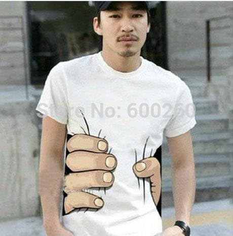 Shuxen£¨TM£ Summer Hot Sale Cool Fashion Men's Clothing O-neck Short Sleeve Men Shirts 3D Big Hand T Shirt men Tshirts Tops Tees For Man