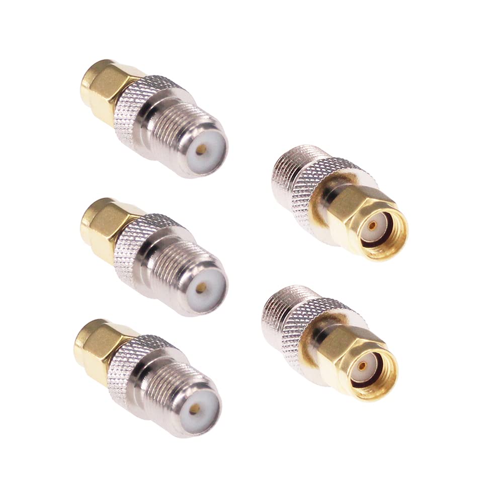 RFaha 5pcs RP-SMA Male to F Female RF Coax Adapter RPSMA to F type Coaxial Connector Adapter(F20-5)