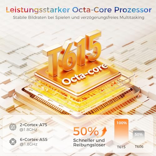 RebotAi 2026 Tablet 13.4 Zoll Android 16 Tablet, 32GB RAM+256GB ROM/1TB TF, 10000mAh Tablet Octa-Core 1920 * 1200 IPS, 5+16MP/GPS/Widevine L1/18W Schnellladung