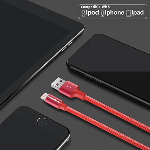 POWERbeast iPhone Charger Lightning Cable 3FT 6FT(3PACK) Nylon+Fishing Line Braided Charging Cable Cord to USB Charger Compatible with iPhoneX 8 8Plus 7 7Plus 6s 6sPlus 6 6Plus 5 5s 5cSE iPad iPod