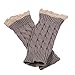 Sunward New Womens Lace Knitted Fingerless Gloves Arm Warmer Thumb Hole Mittens (Grey)
