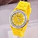 Women 12 Wholesale Assorted Crystal Rhinestone Large Face Watch Silicone Jelly Link Band