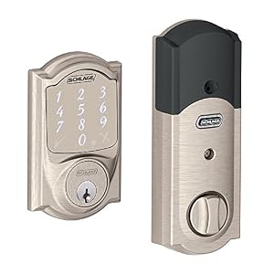 SCHLAGE BE479AA V CAM 619 Satin Nickel Sense Smart Deadbolt with Camelot Trim