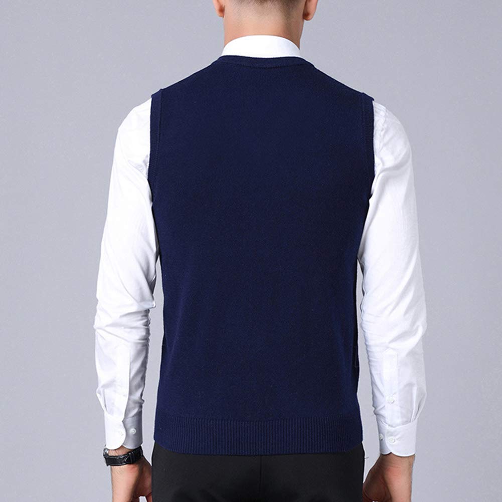 Mengyu Mens Sleeveless Vest Waistcoat Jumper Knitted Pullover VNeck