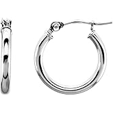 14k White Gold 15mm Tube Hoop Huggie Earrings (15mm x 2mm)