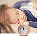 EC VISION Handmade Classic Small Round Silent Table Snooze Beech Wood Alarm Clock with nightlight