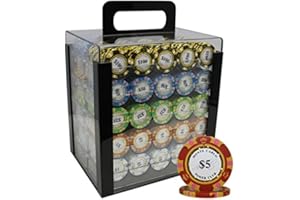 MRC POKER 1000pcs 14g Monte Carlo Poker Club Poker Chips Set with Custom Build (1000 Chips Acrylic Case)