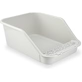 SpaceTime Large Cat Litter Box with High Sides,Cat Boxes for Indoor Cats,Cat Litter Pan for Kitty,Litter Box with Low Entry,Easy to Clean,Anti-Splashing(Grey)