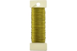 HAHIYO 26Gauge Golden Metal Floral Wire - 1 Roll, 38 Yards (115 Feet) - Flexible Paddle Wire for Craft, Christmas Wreath, Flower Arrangement, Bouquet Wrapping, Wedding, DIY