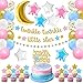 Twinkle Twinkle Little Star Party Decor Gender Reveal Birthday Party Decorations Pinkk Blue Gold Star Banner Cake Topper Balloons Moon and Star Boy or Girl He or She Baby Shower Supplies